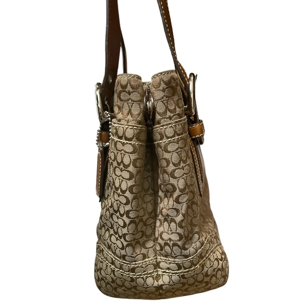 Coach soho signature brown monogram leather shoulder bag
